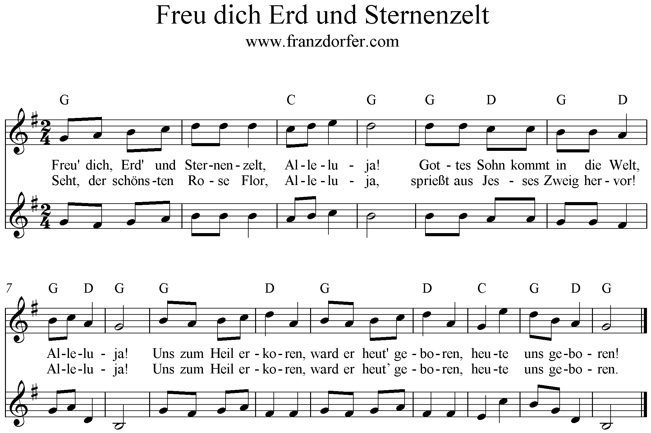 Noten Freu dich Erd und Sternenzelt